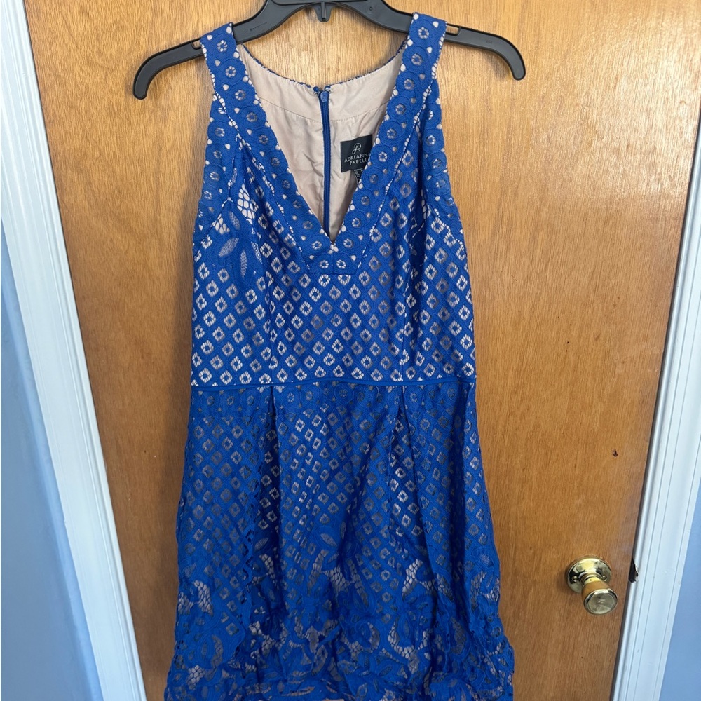 Adrianna Papell Royal Blue Lace Dress